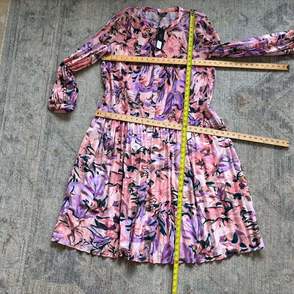 Misook NWT Floral Drop Waist Balloon Sleeve Midi Dress Dainty Feminine Pretty XL - Picture 9 of 10